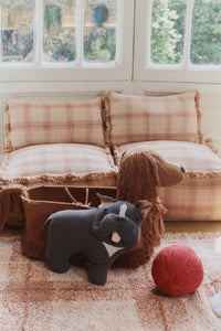 Rose Plaid Tartan Throw Pillow with Fringe
