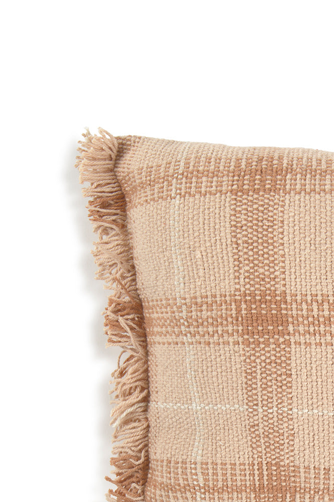 Rose Plaid Tartan Throw Pillow with Fringe