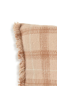 Rose Plaid Tartan Throw Pillow with Fringe