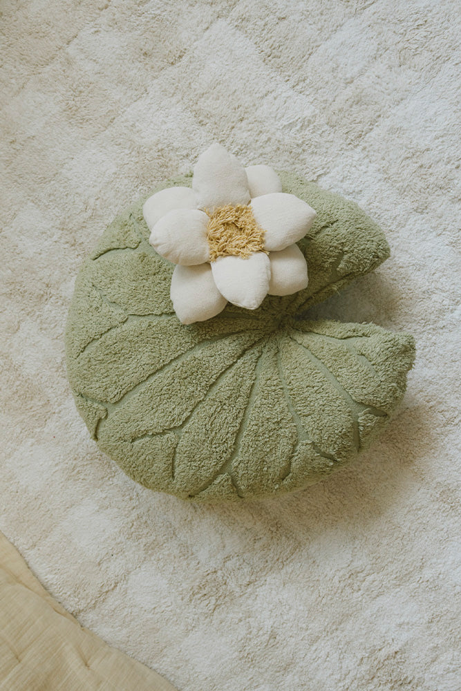 Water Lily Pad Floor Cushion on Ivory Checked Rug