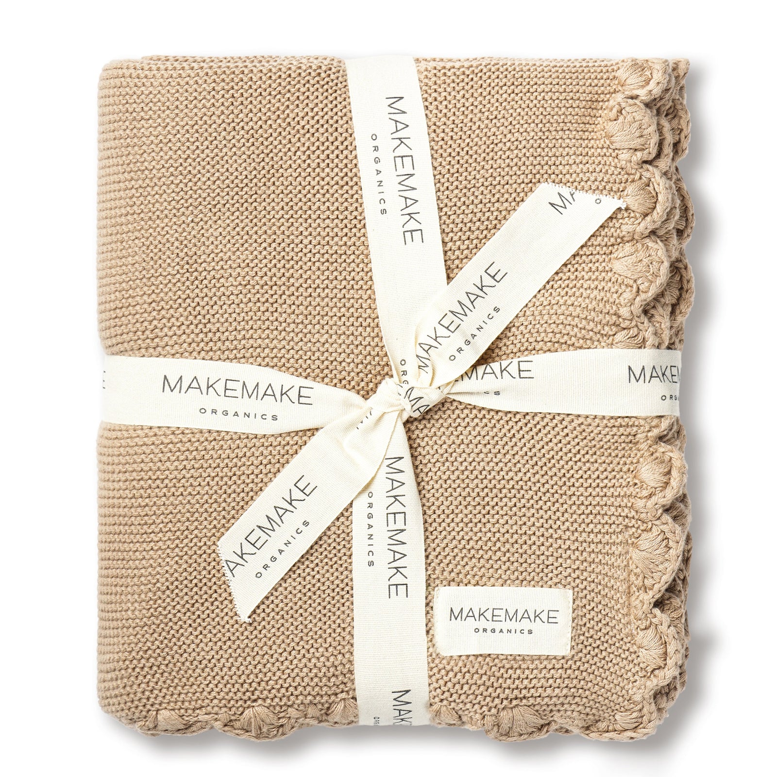 Sand Organic Cotton Scalloped Baby Blanket