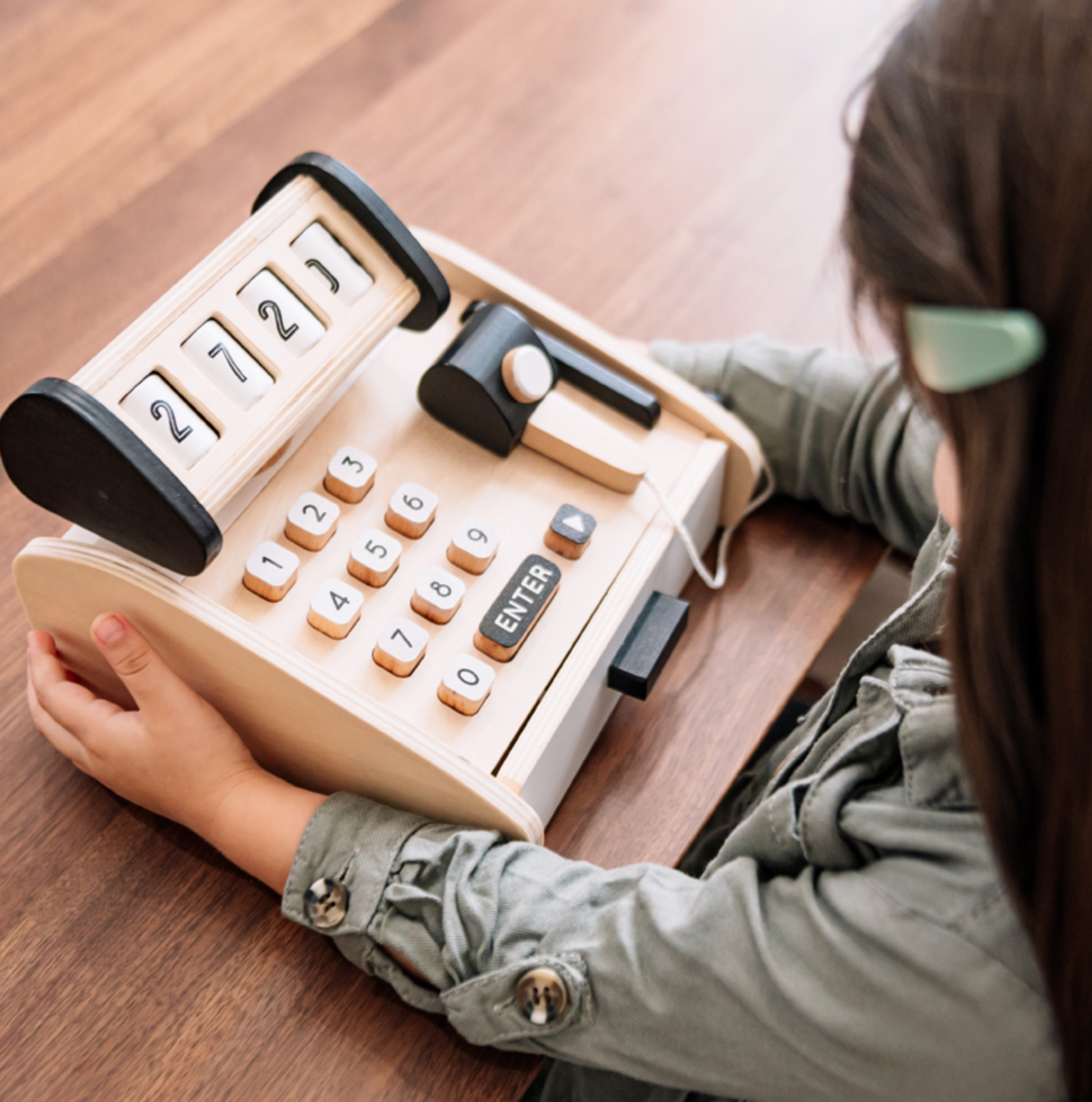 Wooden Toy Cash Register Set
