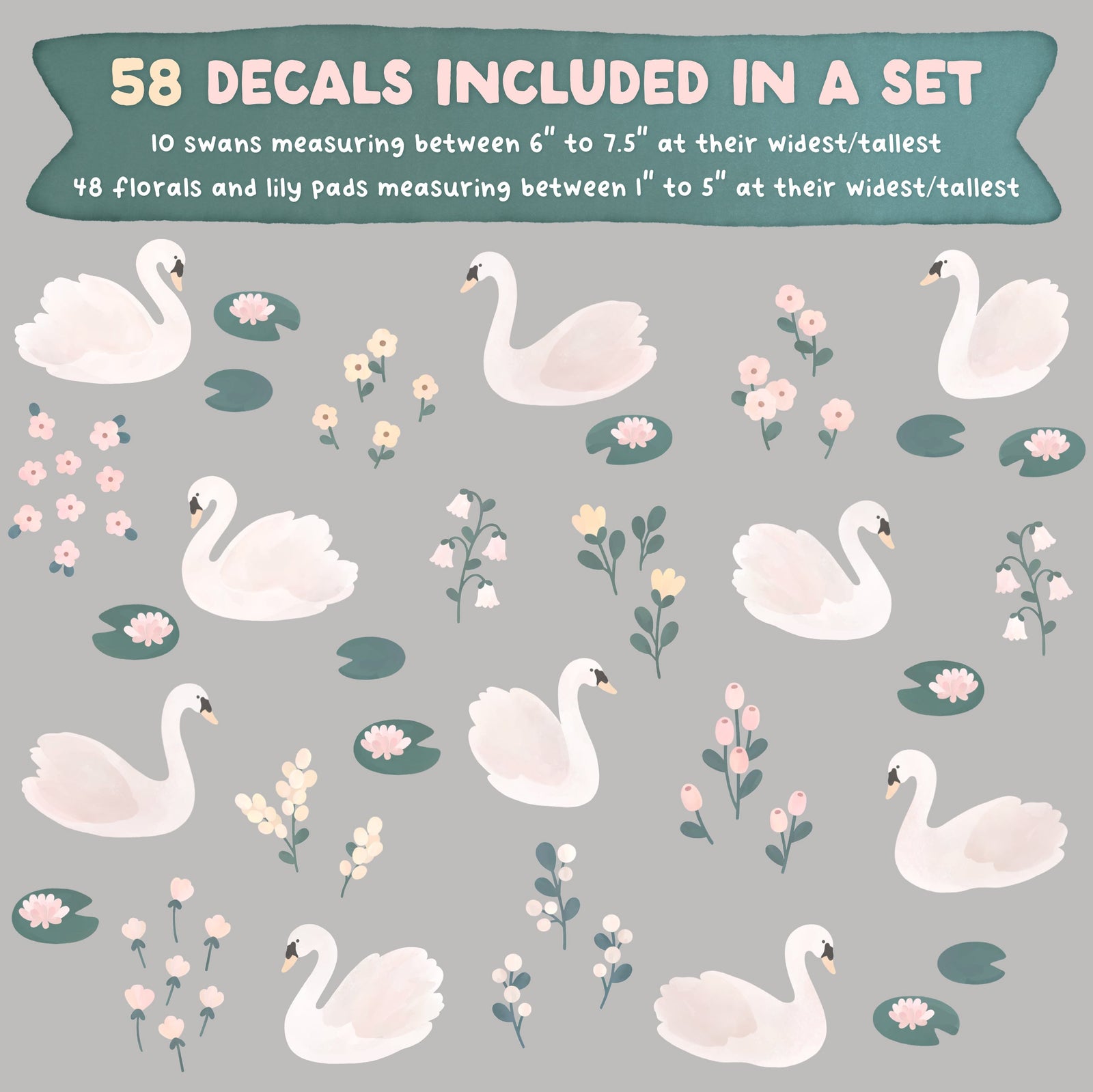 Swan Serenade Fabric Wall Decals