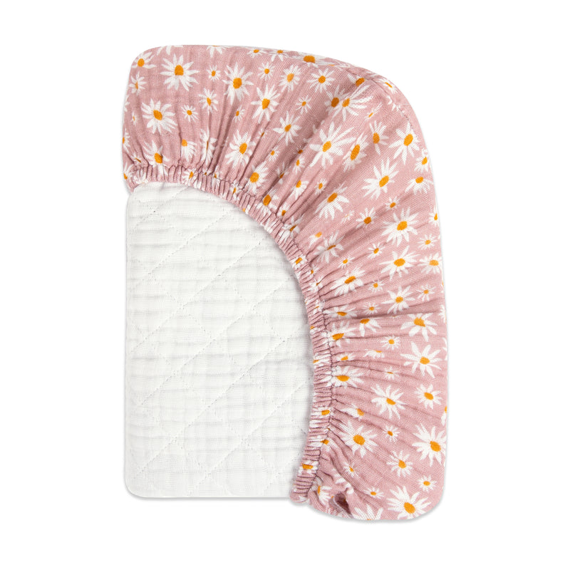 Daisy Quilted Changing Pad Cover in GOTS Certified Organic Muslin Cotton