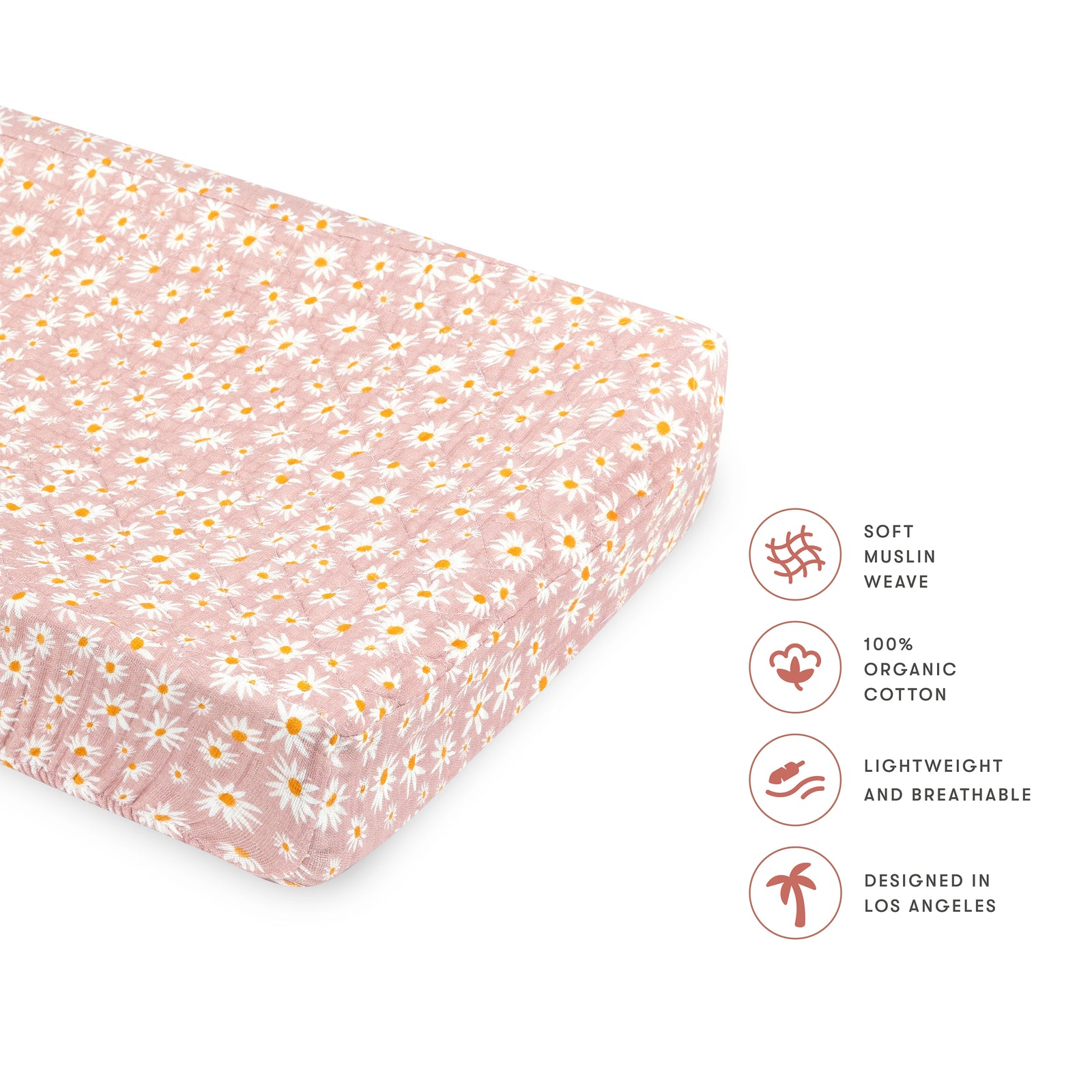 Babyletto Quilted Changing Pad Cover in GOTS Certified Organic Muslin Cotton