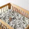 All-Stages Midi Crib Sheet in GOTS Certified Organic Muslin Cotton - Olive Branches