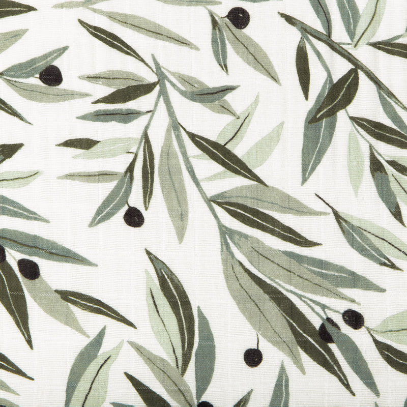 All-Stages Midi Crib Sheet in GOTS Certified Organic Muslin Cotton - Olive Branches