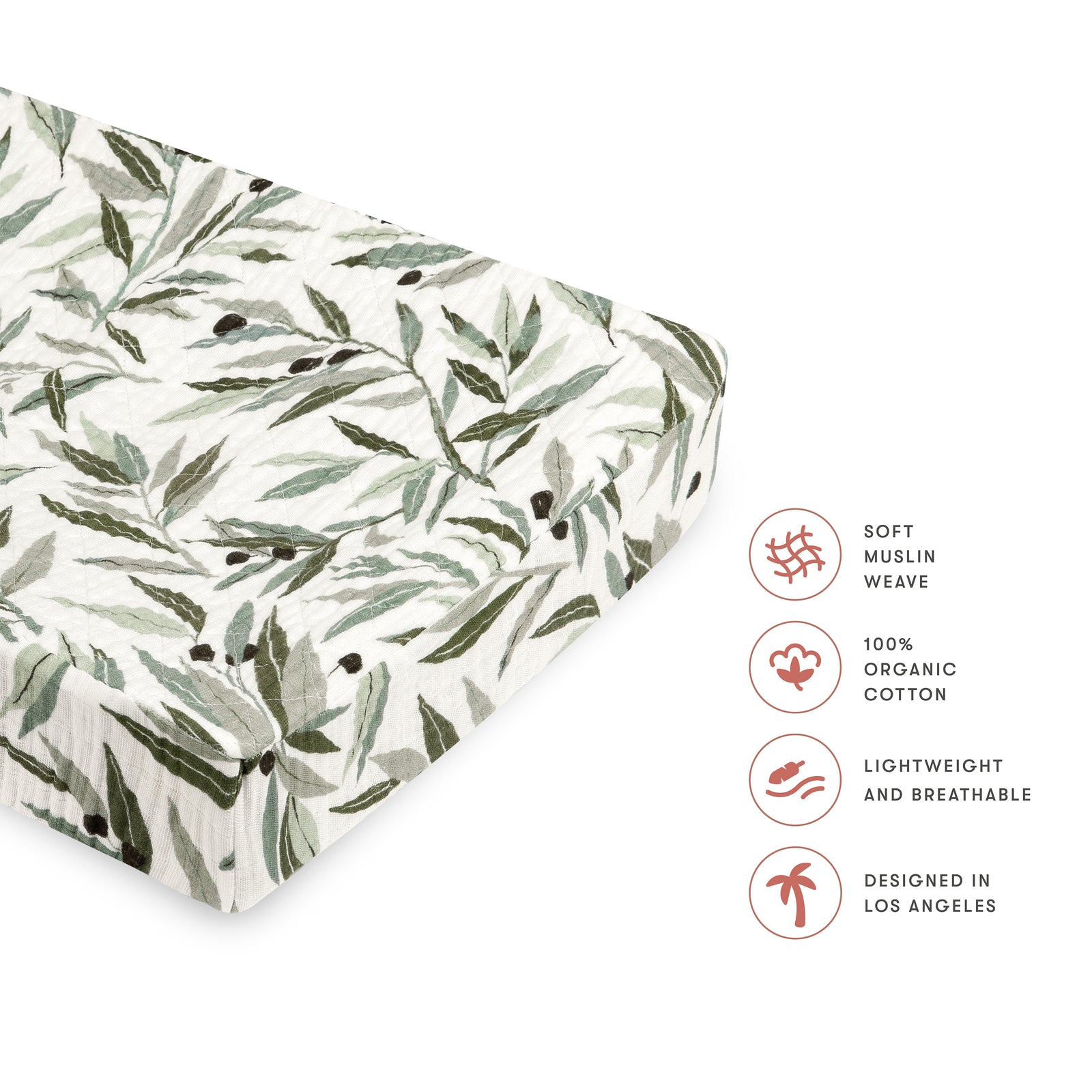 Babyletto Quilted Changing Pad Cover in GOTS Certified Organic Muslin Cotton