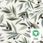 Olive Branches Quilted Changing Pad Cover in GOTS Certified Organic Muslin Cotton