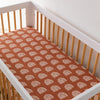 Terracotta Rainbow Crib Sheet in GOTS Certified Organic Muslin Cotton