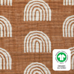 Terracotta Rainbow Mini Crib Sheet in GOTS Certified Organic Muslin Cotton