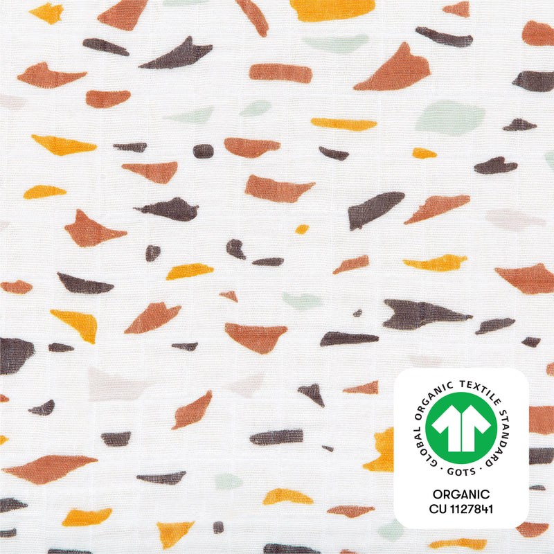 All-Stages Midi Crib Sheet in GOTS Certified Organic Muslin Cotton - Terrazzo