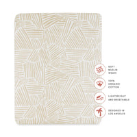 All-Stages Midi Crib Sheet in GOTS Certified Organic Muslin Cotton - Oat Stripe