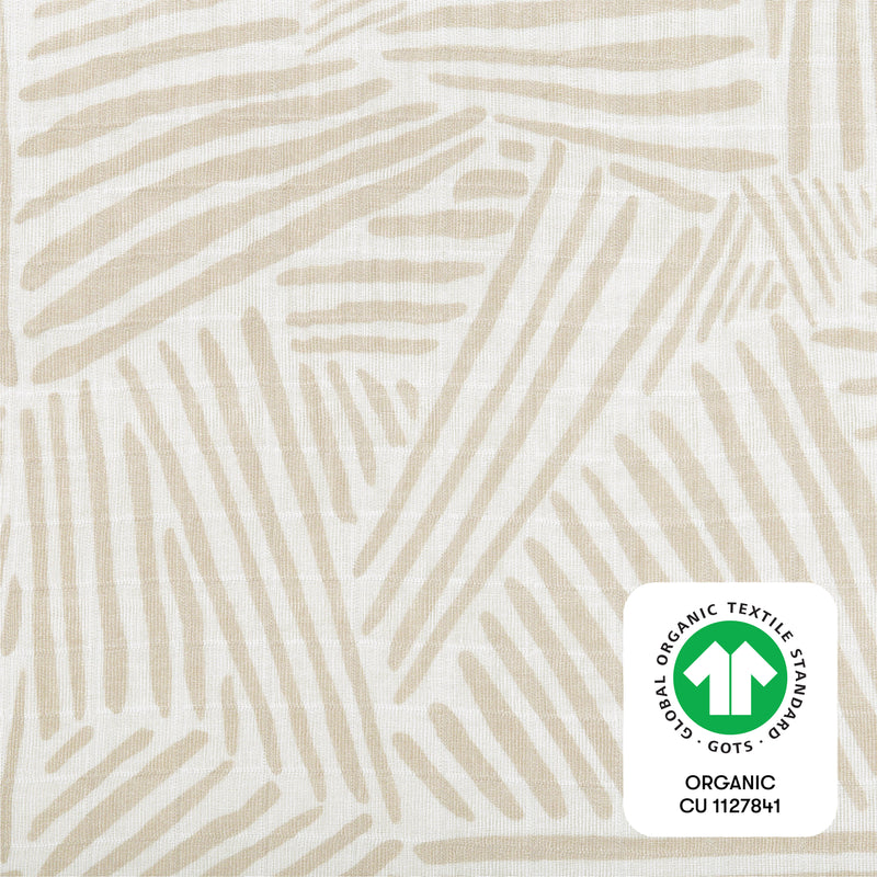 All-Stages Bassinet Sheet in GOTS-Certified Organic Muslin Cotton - Oat Stripe