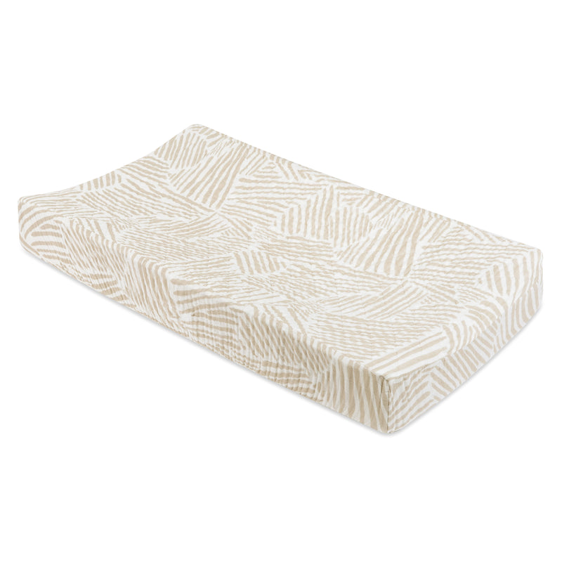 Oat Stripe Quilted Changing Pad Cover in GOTS Certified Organic Muslin Cotton