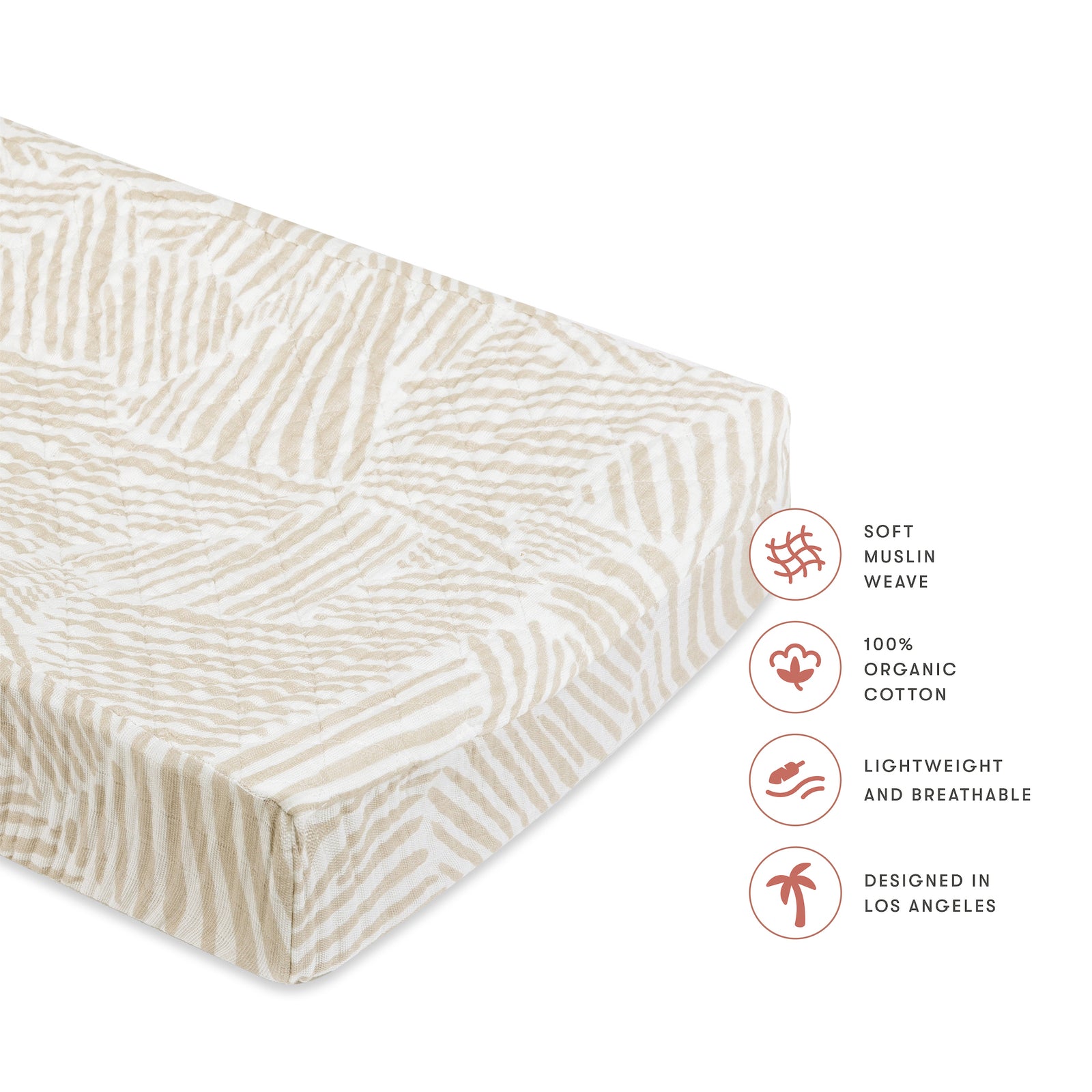 Babyletto Quilted Changing Pad Cover in GOTS Certified Organic Muslin Cotton