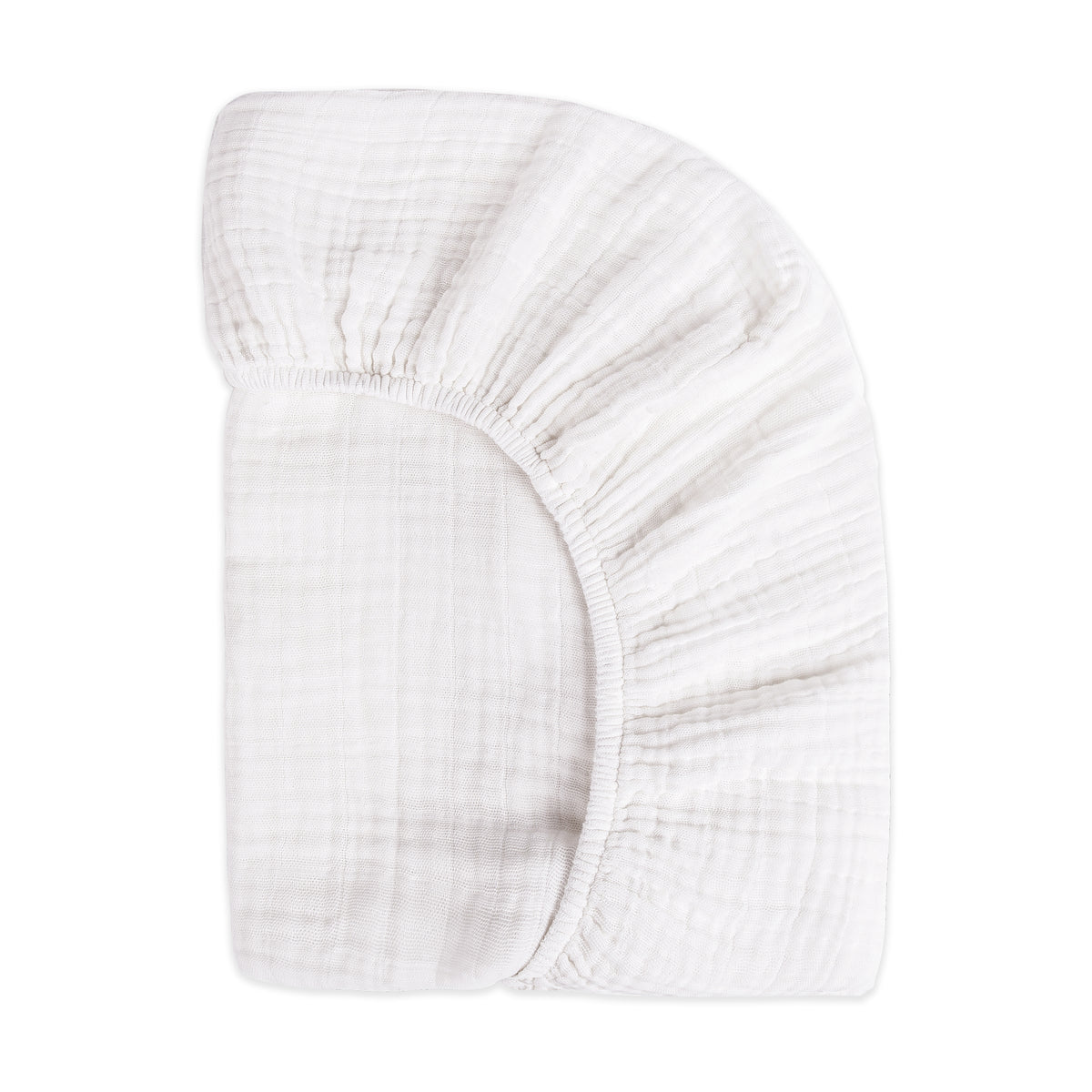 White Mini Crib Sheet in GOTS Certified Organic Muslin Cotton