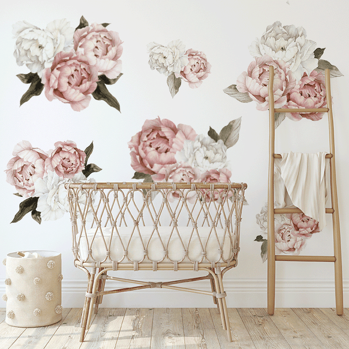 Blushing Peony Cluster Wall Decal Set