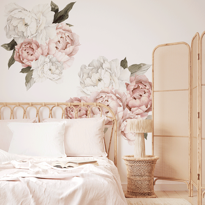 Blushing Peony Cluster Wall Decals