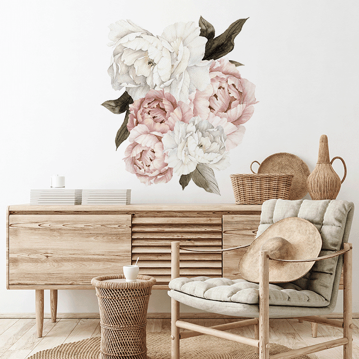Blushing Peony Cluster Wall Decals