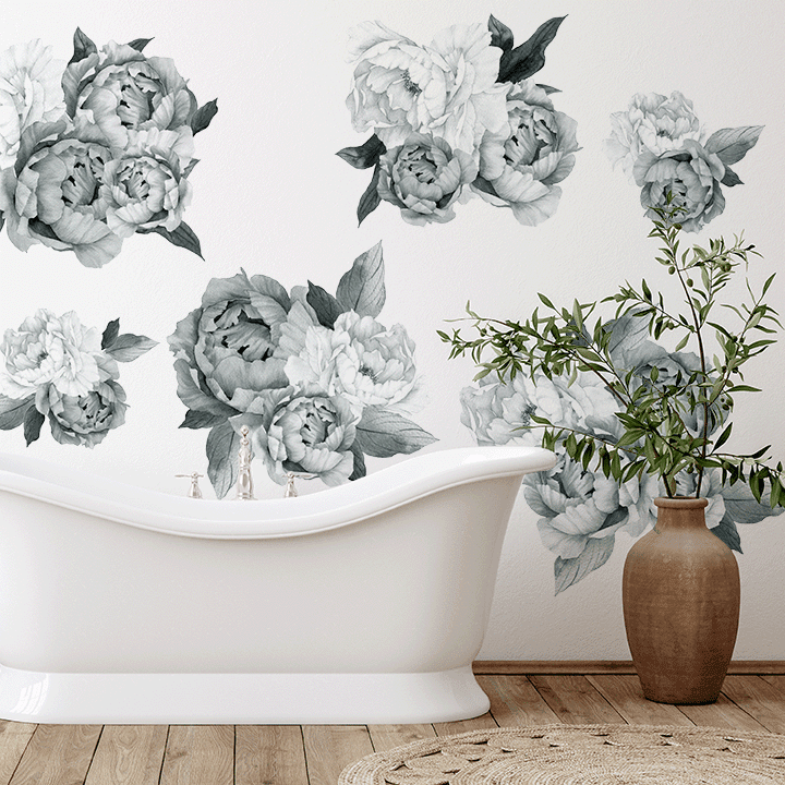 Midnight Peony Cluster Wall Decals