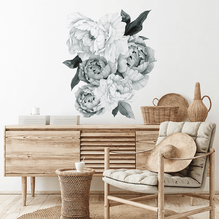Midnight Peony Cluster Wall Decals