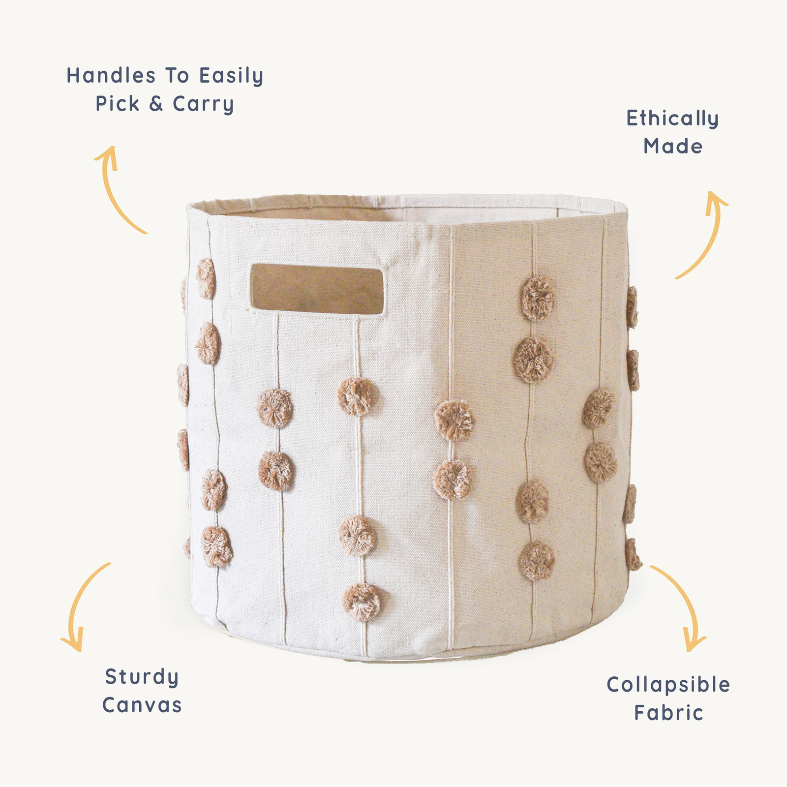 Pompom Storage Basket - Taupe