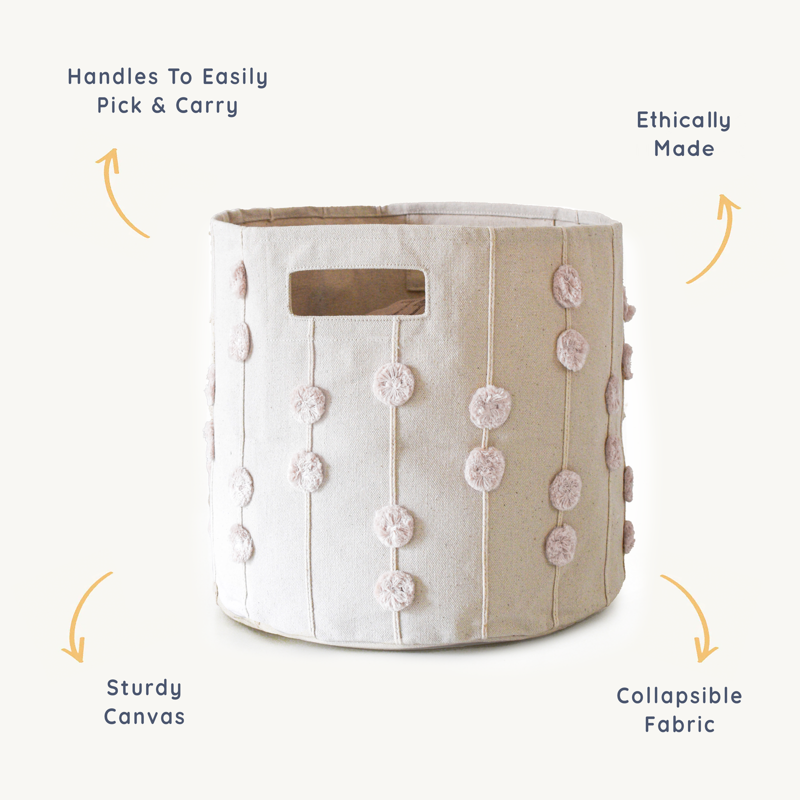 Pompom Storage Basket - Blush Oat