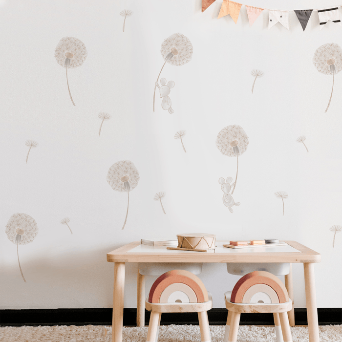 Flying Mouse + Dandelions Wall Decal Set