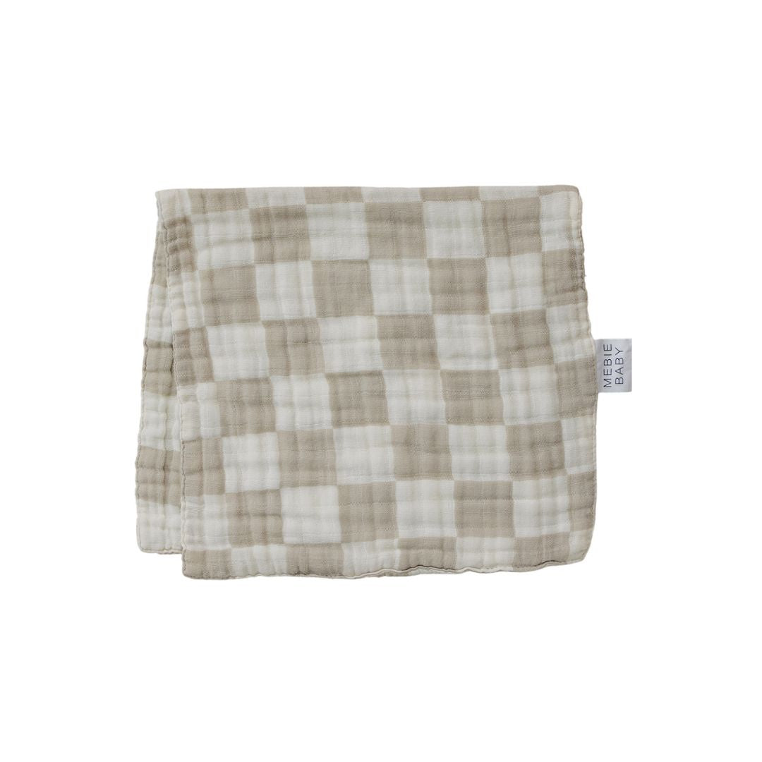 Taupe Checkered Burp Cloth