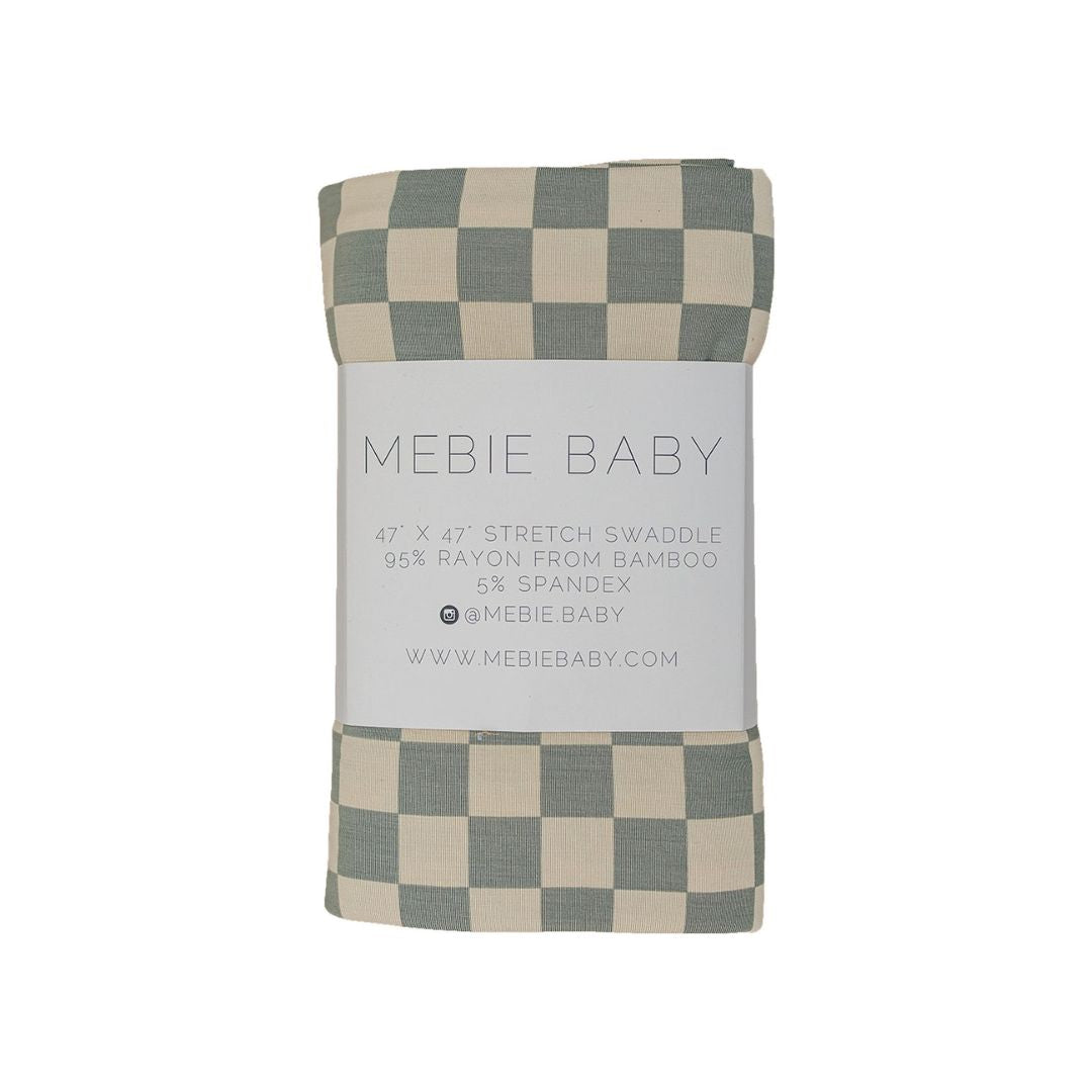 Light Green Checkered Bamboo Stretch Swaddle Blanket