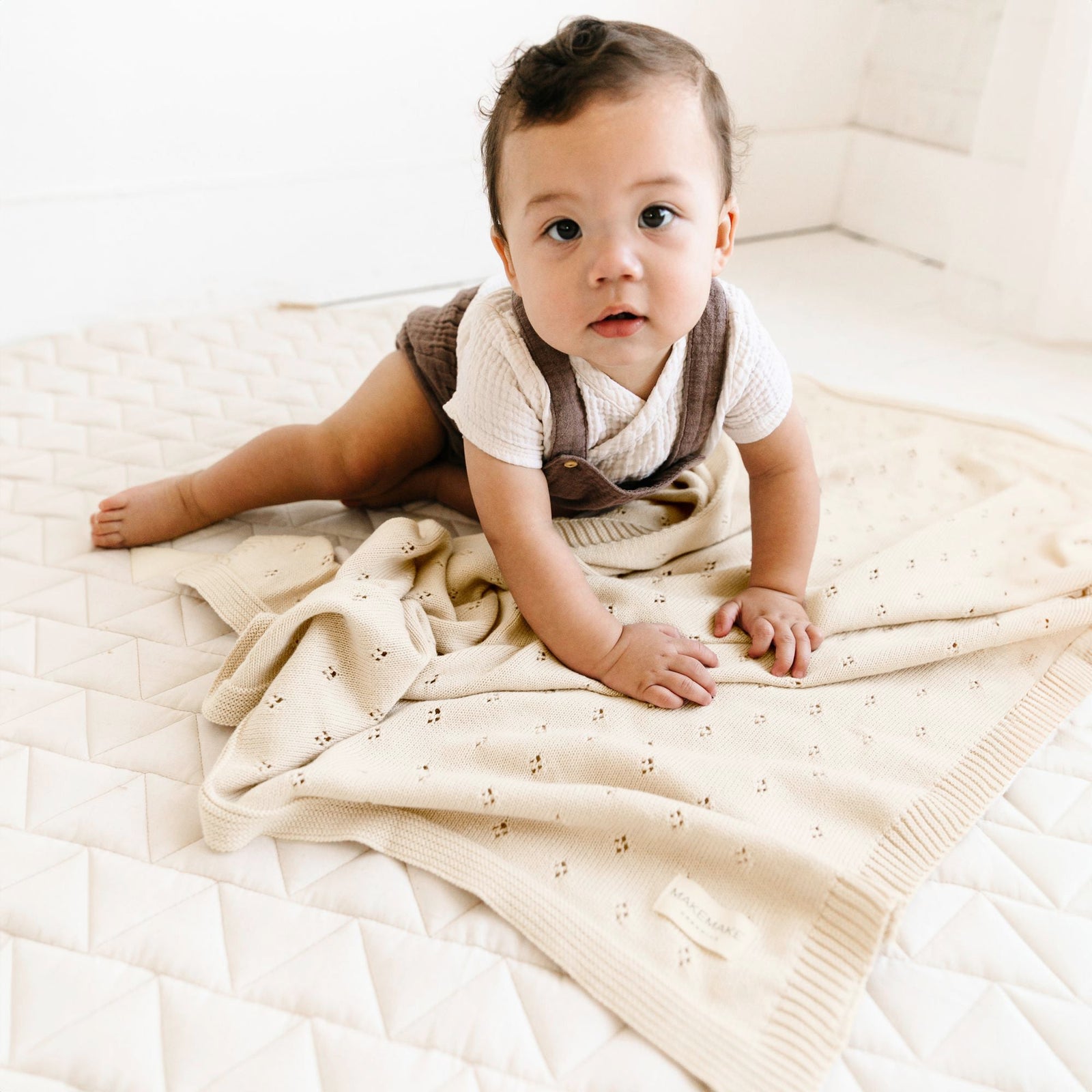 Vanilla Organic Cotton Pointelle Baby Blanket