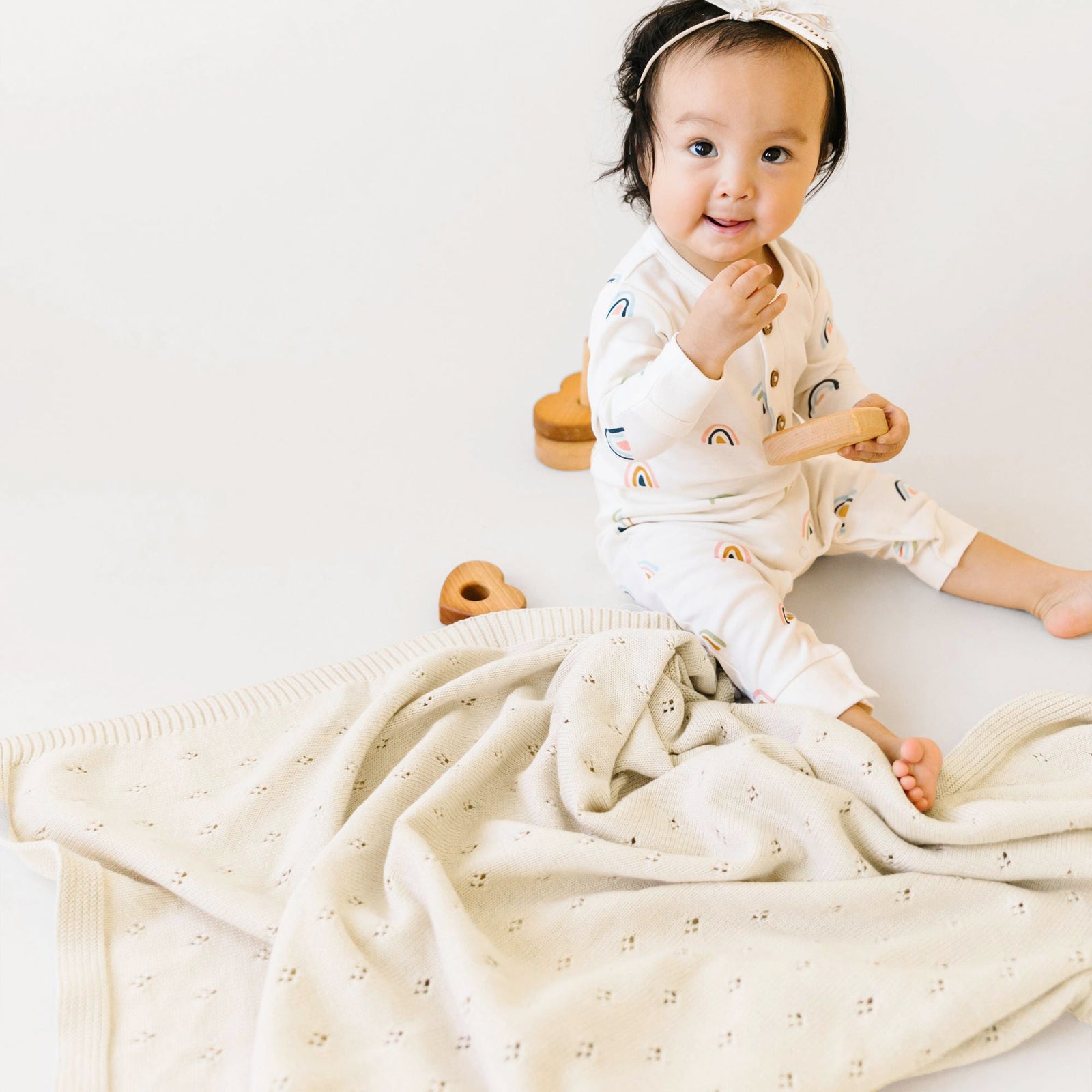 Vanilla Organic Cotton Pointelle Baby Blanket