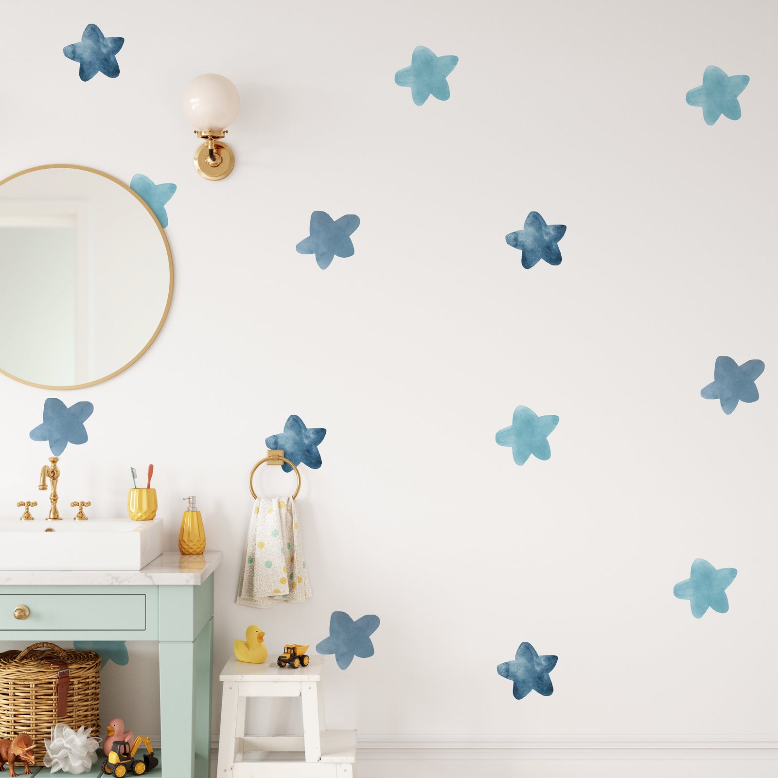 Watercolor Blue Star Wall Decals