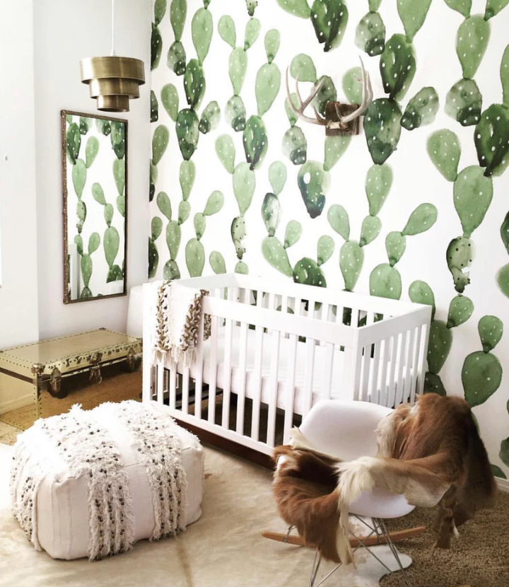 Watercolor Cactus Wallpaper Mural