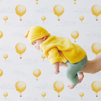 Yellow Vintage Hot Air Balloon Wallpaper