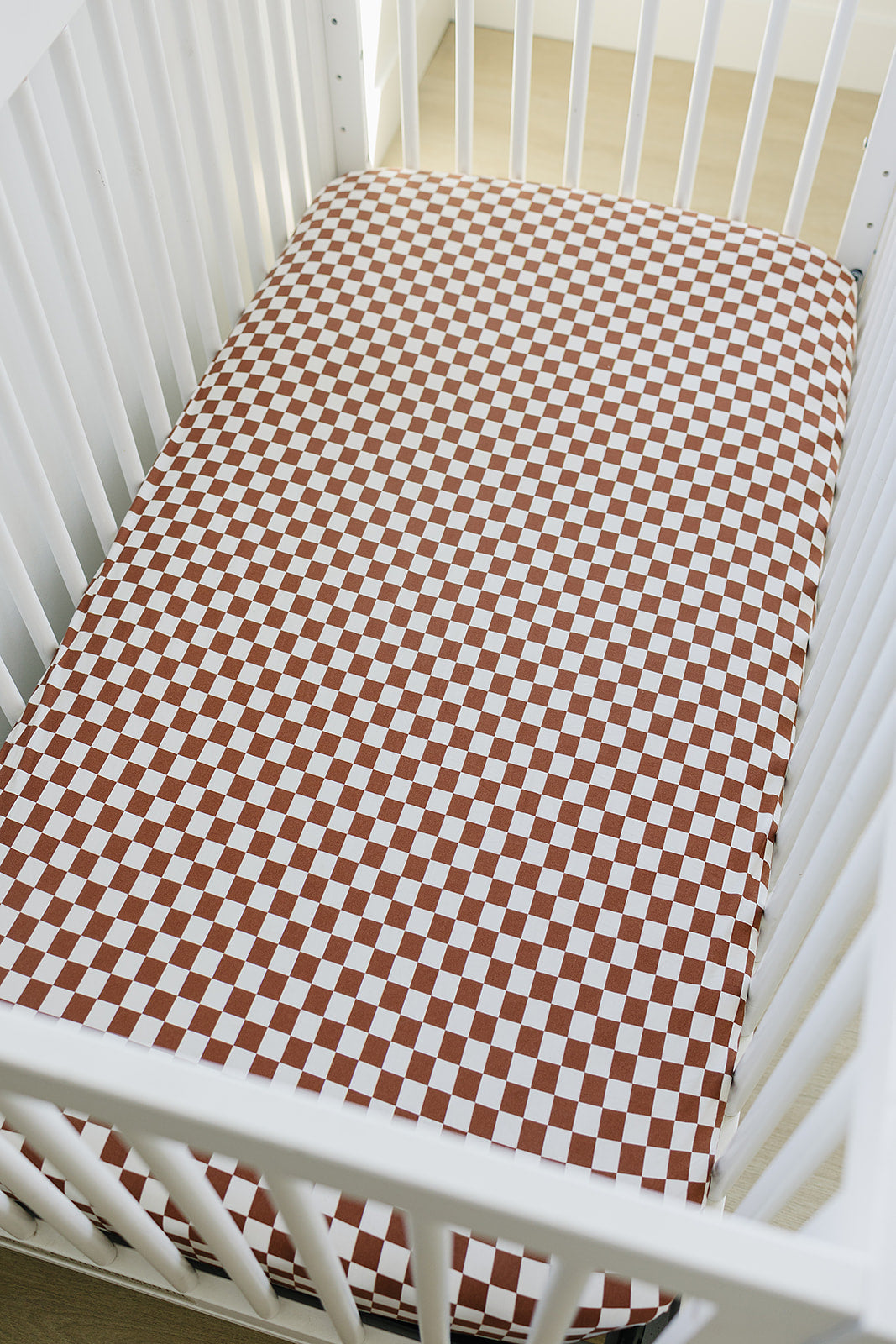 Rust Color Crib Mebie Baby Rust Checkered Bamboo Fitted Crib Sheet - Ultra-Soft ...
