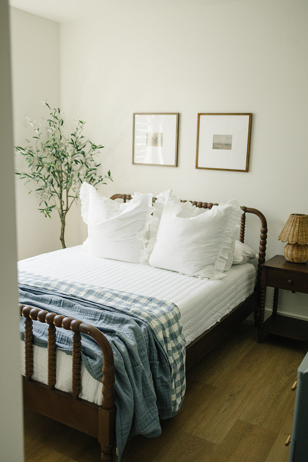 Dusty Blue Gingham Twin Muslin Quilt