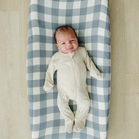 Dusty Blue Gingham Muslin Changing Pad Cover