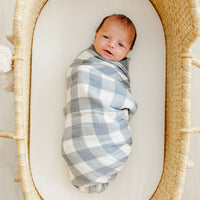 Dusty Blue Gingham Muslin Swaddle Blanket