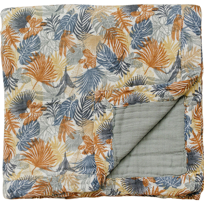 Paradise Palms Dusty Blue Muslin Quilt