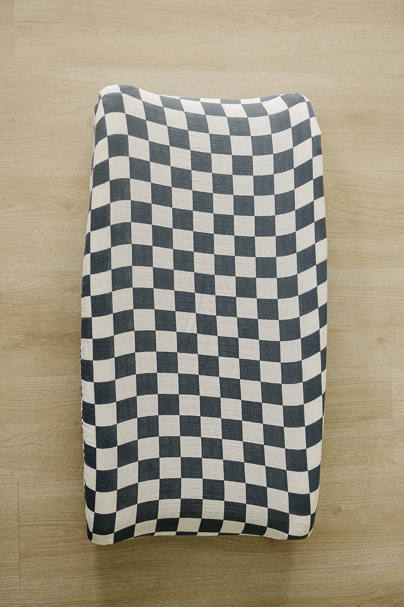 Charcoal Checkered Changing Pad Cover