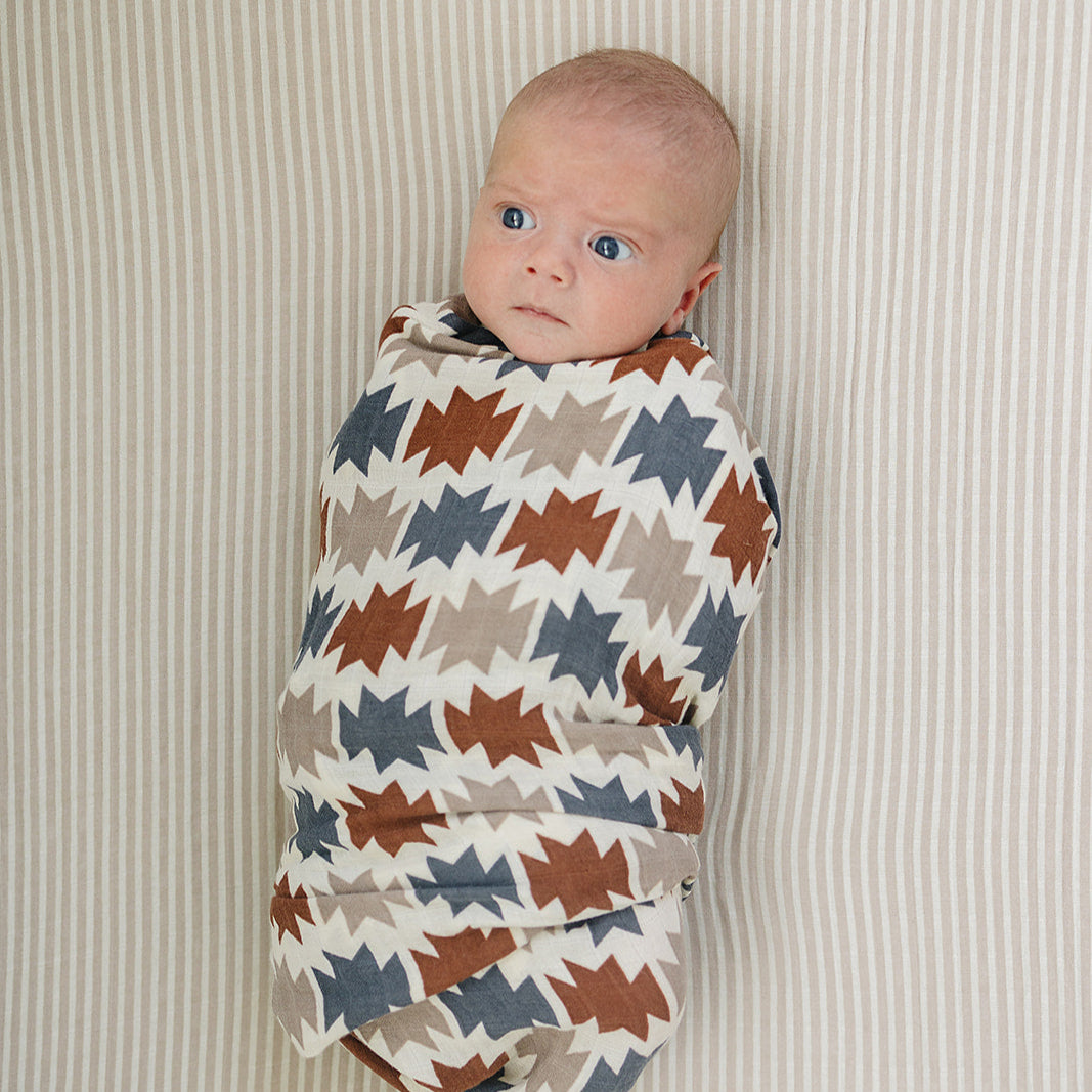 Western Aztec Muslin Swaddle Blanket