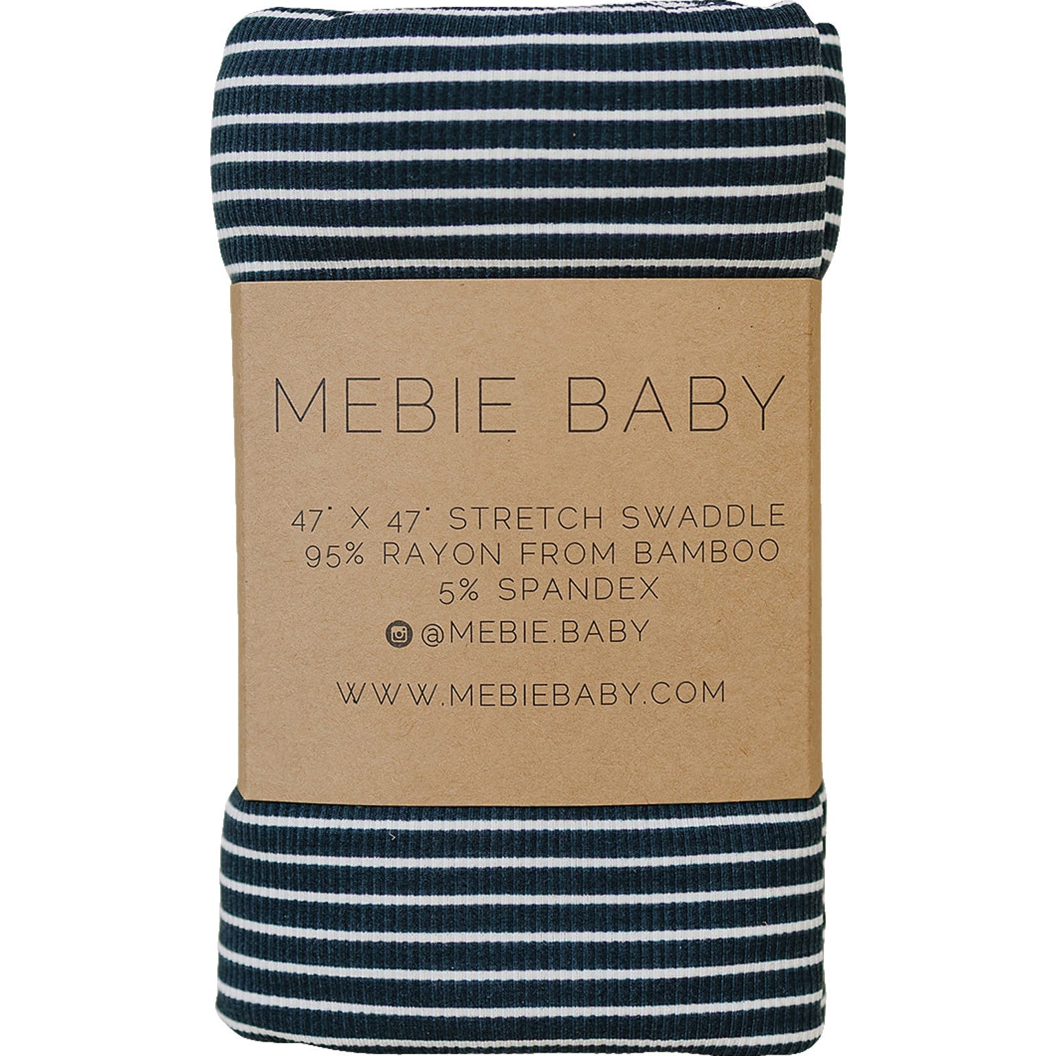 Navy Stripes Ribbed Bamboo Stretch Swaddle Blanket