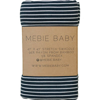 Navy Stripes Ribbed Bamboo Stretch Swaddle Blanket