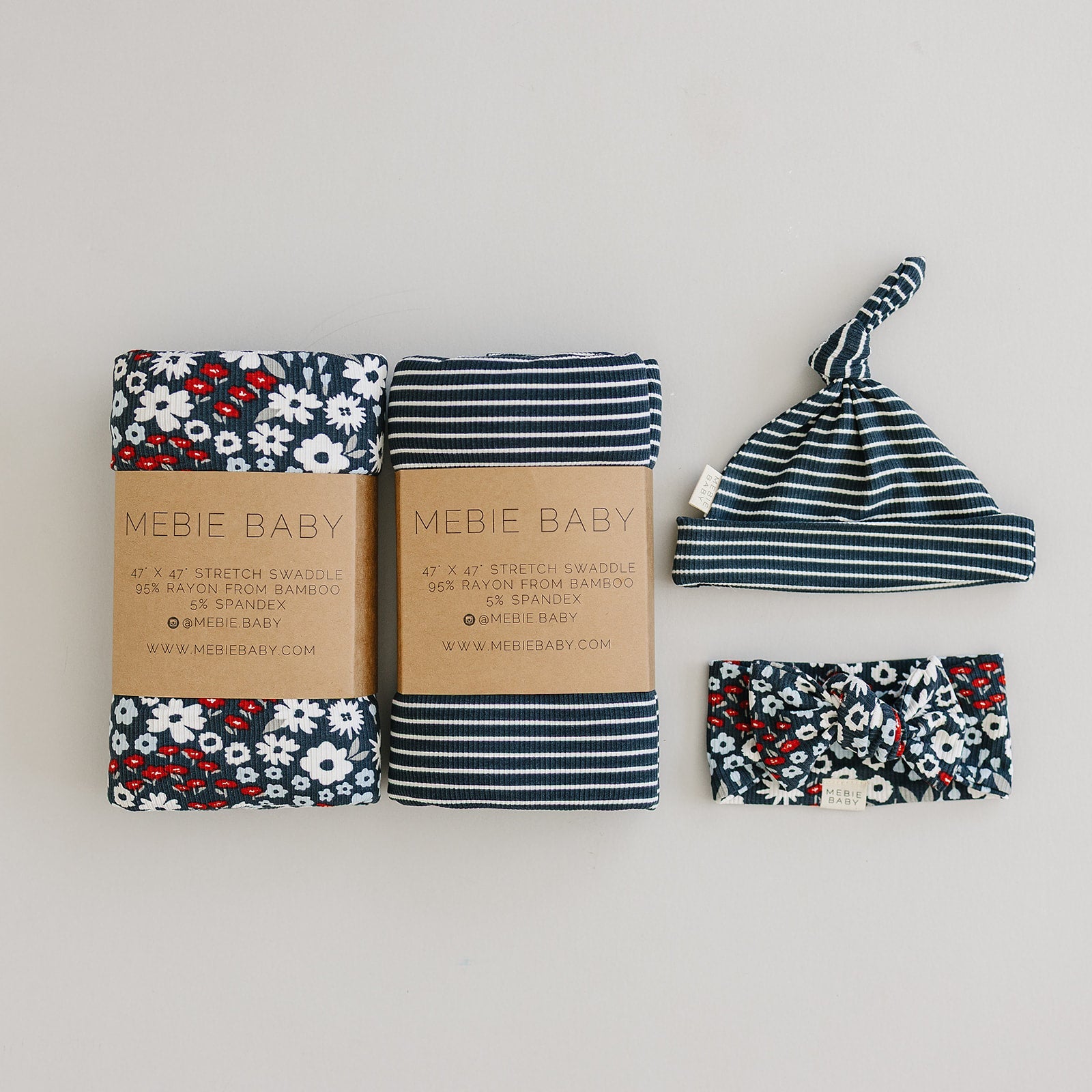 Navy Stripes Ribbed Bamboo Stretch Swaddle Blanket