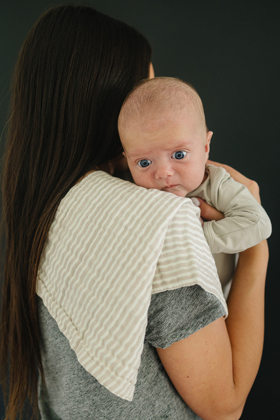 Taupe Stripe Burp Cloth