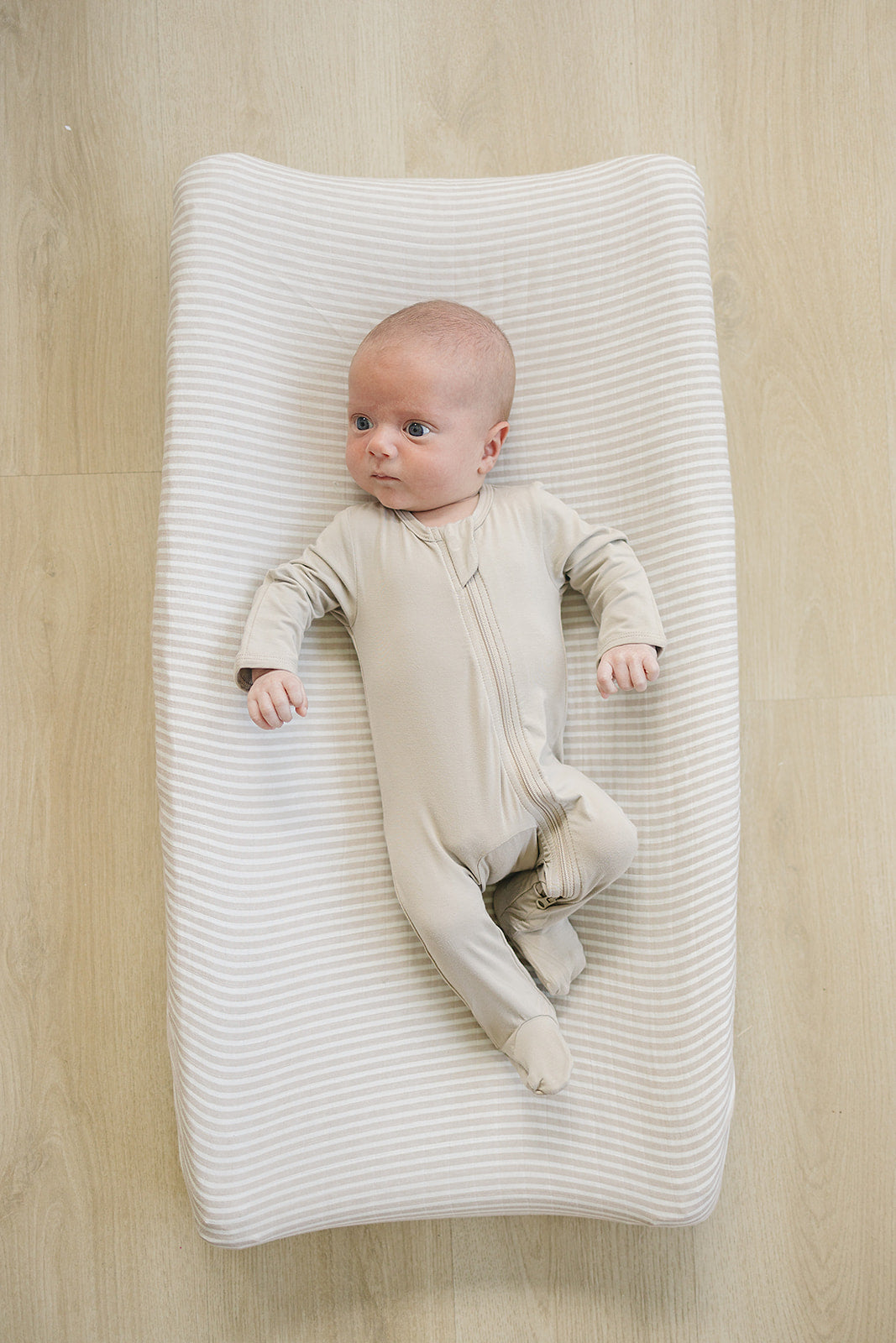Taupe Stripe Changing Pad Cover
