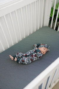 Navy Stripes Bamboo Stretch Crib Sheet