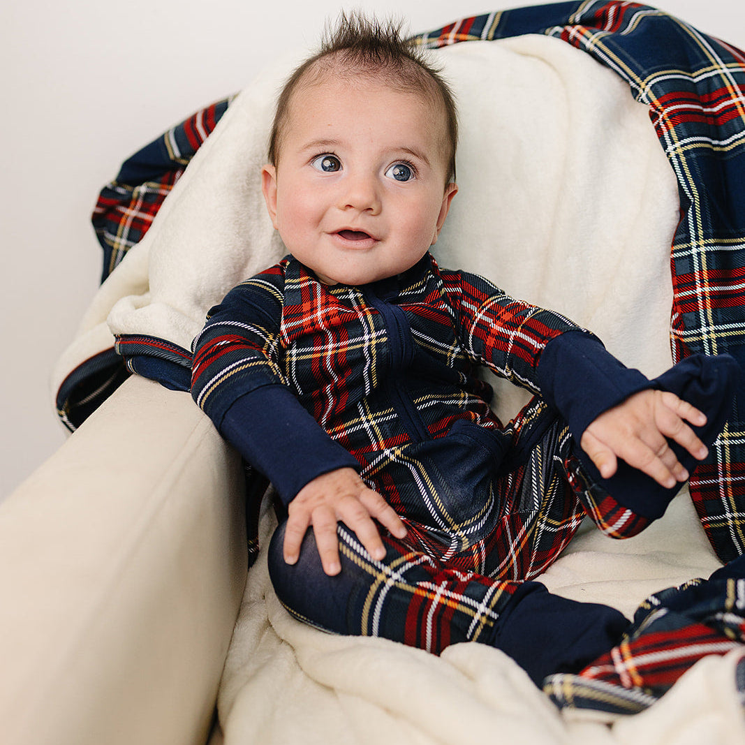 Christmas Plaid Bamboo Zipper Romper